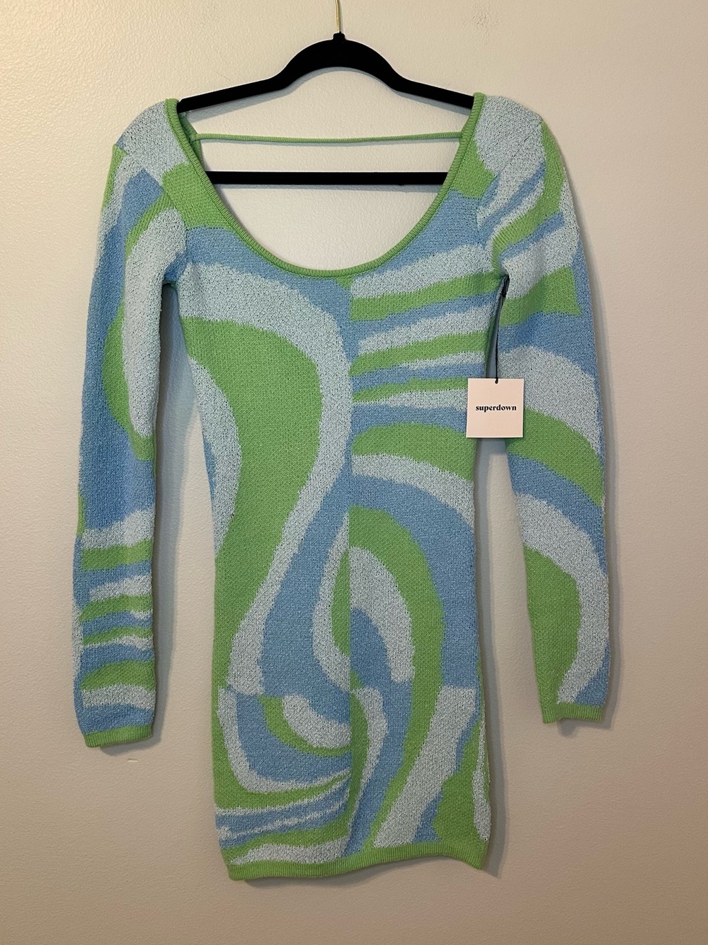 Superdown Kia Low Back Dress in Blue Multi